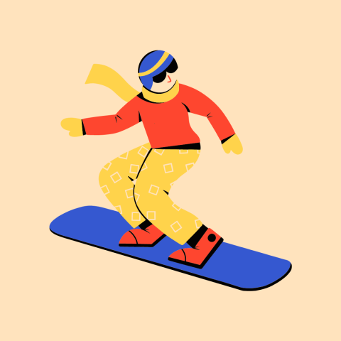 Graphic of someone snowboarding